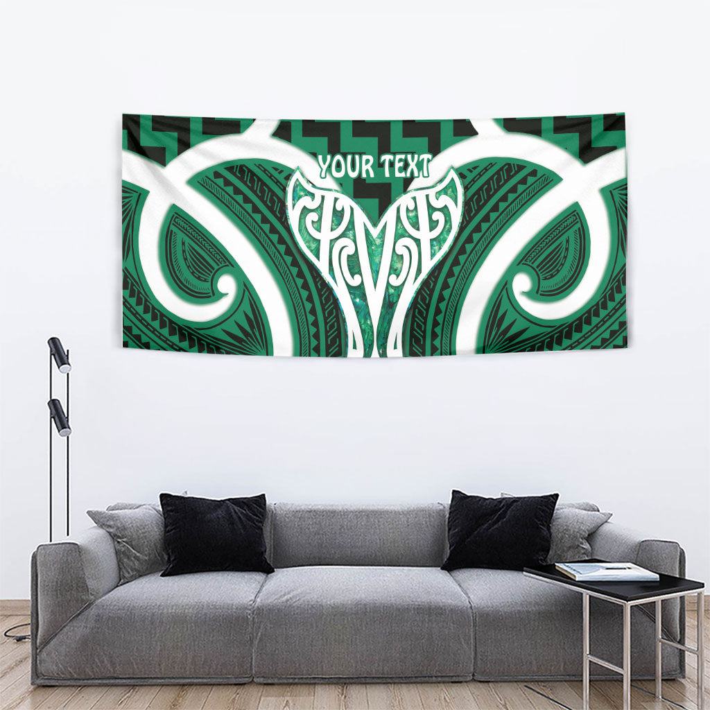 Aotearoa Atua Tangaroa Personalised Tapestry God Of The Sea Maori Whale Tail Green