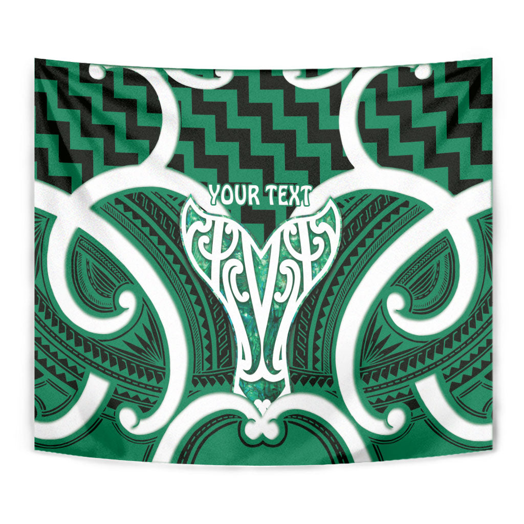 Aotearoa Atua Tangaroa Personalised Tapestry God Of The Sea Maori Whale Tail Green