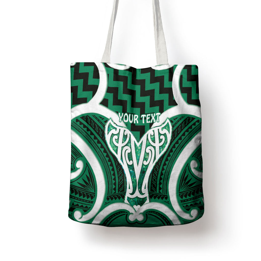 Aotearoa Atua Tangaroa Personalised Tote Bag God Of The Sea Maori Whale Tail Green