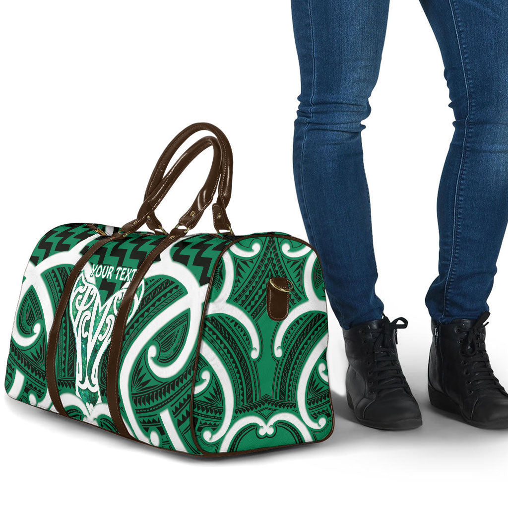 Aotearoa Atua Tangaroa Personalised Travel Bag God Of The Sea Maori Whale Tail Green