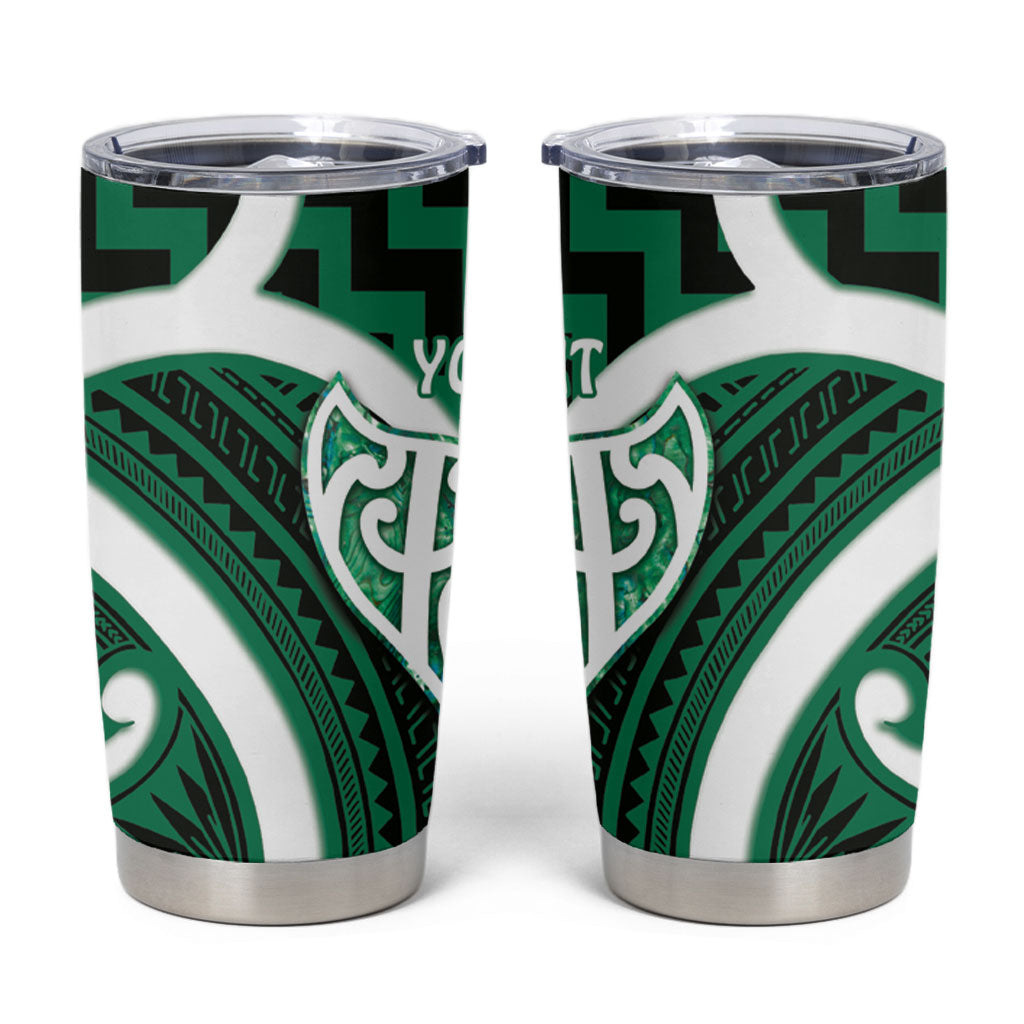 Aotearoa Atua Tangaroa Personalised Tumbler Cup God Of The Sea Maori Whale Tail Green