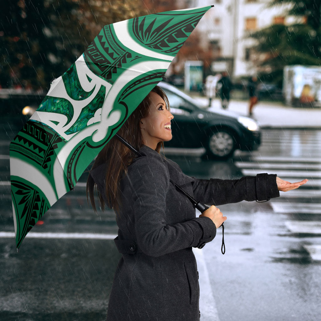 Aotearoa Atua Tangaroa Personalised Umbrella God Of The Sea Maori Whale Tail Green