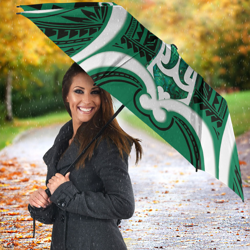 Aotearoa Atua Tangaroa Personalised Umbrella God Of The Sea Maori Whale Tail Green