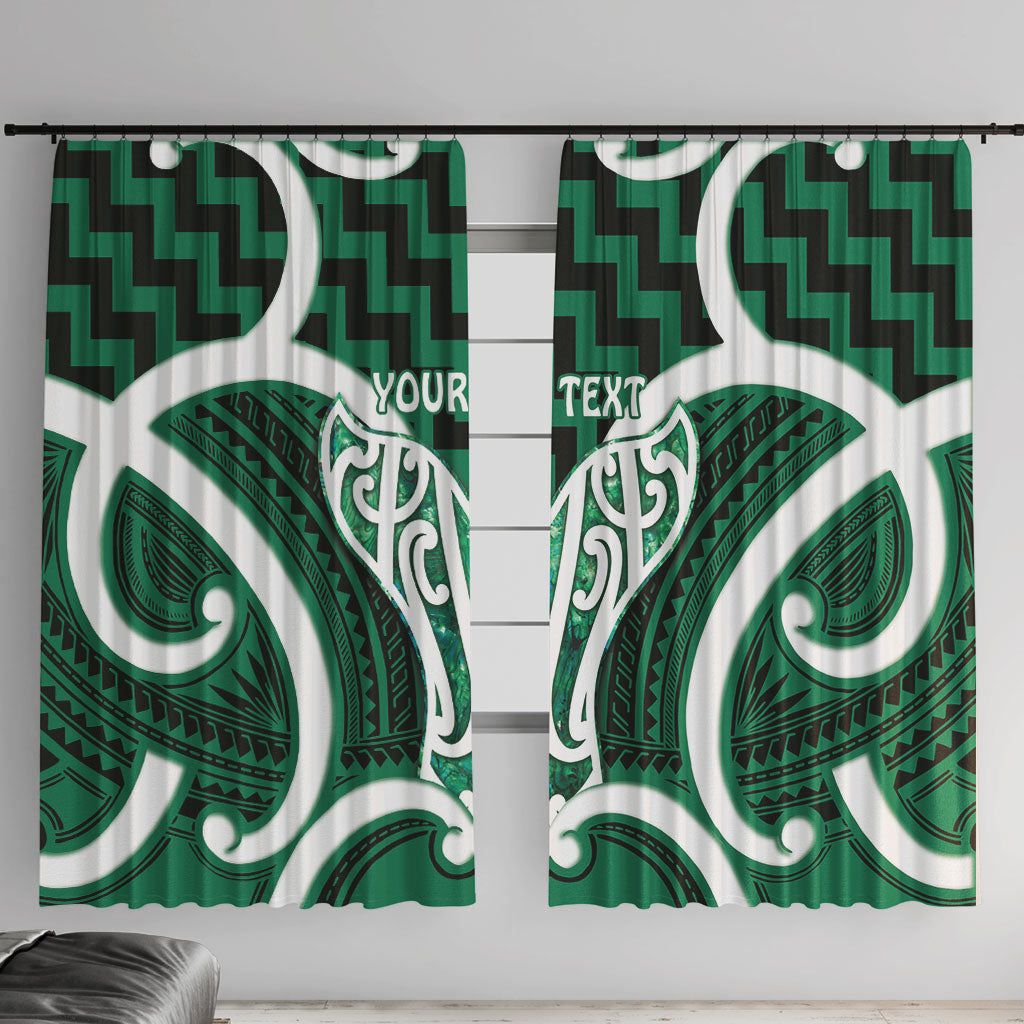 Aotearoa Atua Tangaroa Personalised Window Curtain God Of The Sea Maori Whale Tail Green