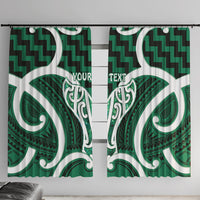 Aotearoa Atua Tangaroa Personalised Window Curtain God Of The Sea Maori Whale Tail Green