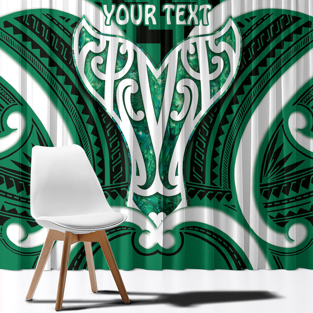Aotearoa Atua Tangaroa Personalised Window Curtain God Of The Sea Maori Whale Tail Green