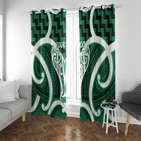 Aotearoa Atua Tangaroa Personalised Window Curtain God Of The Sea Maori Whale Tail Green