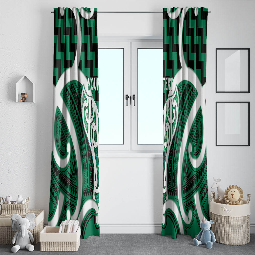 Aotearoa Atua Tangaroa Personalised Window Curtain God Of The Sea Maori Whale Tail Green
