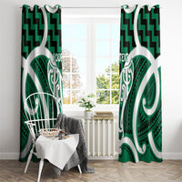 Aotearoa Atua Tangaroa Personalised Window Curtain God Of The Sea Maori Whale Tail Green