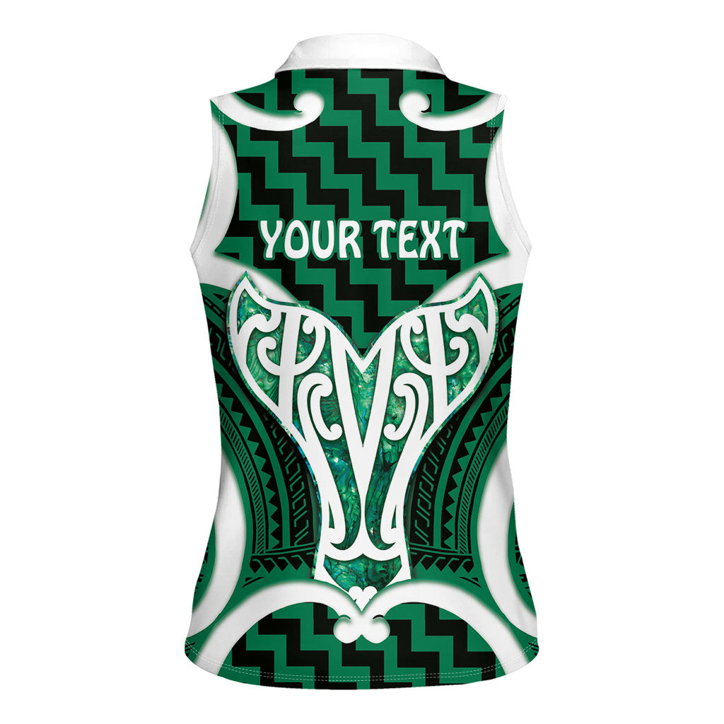 Aotearoa Atua Tangaroa Personalised Women Sleeveless Polo Shirt God Of The Sea Maori Whale Tail Green