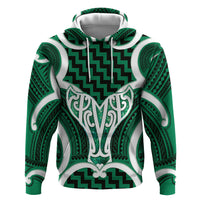 Aotearoa Atua Tangaroa Personalised Zip Hoodie God Of The Sea Maori Whale Tail Green