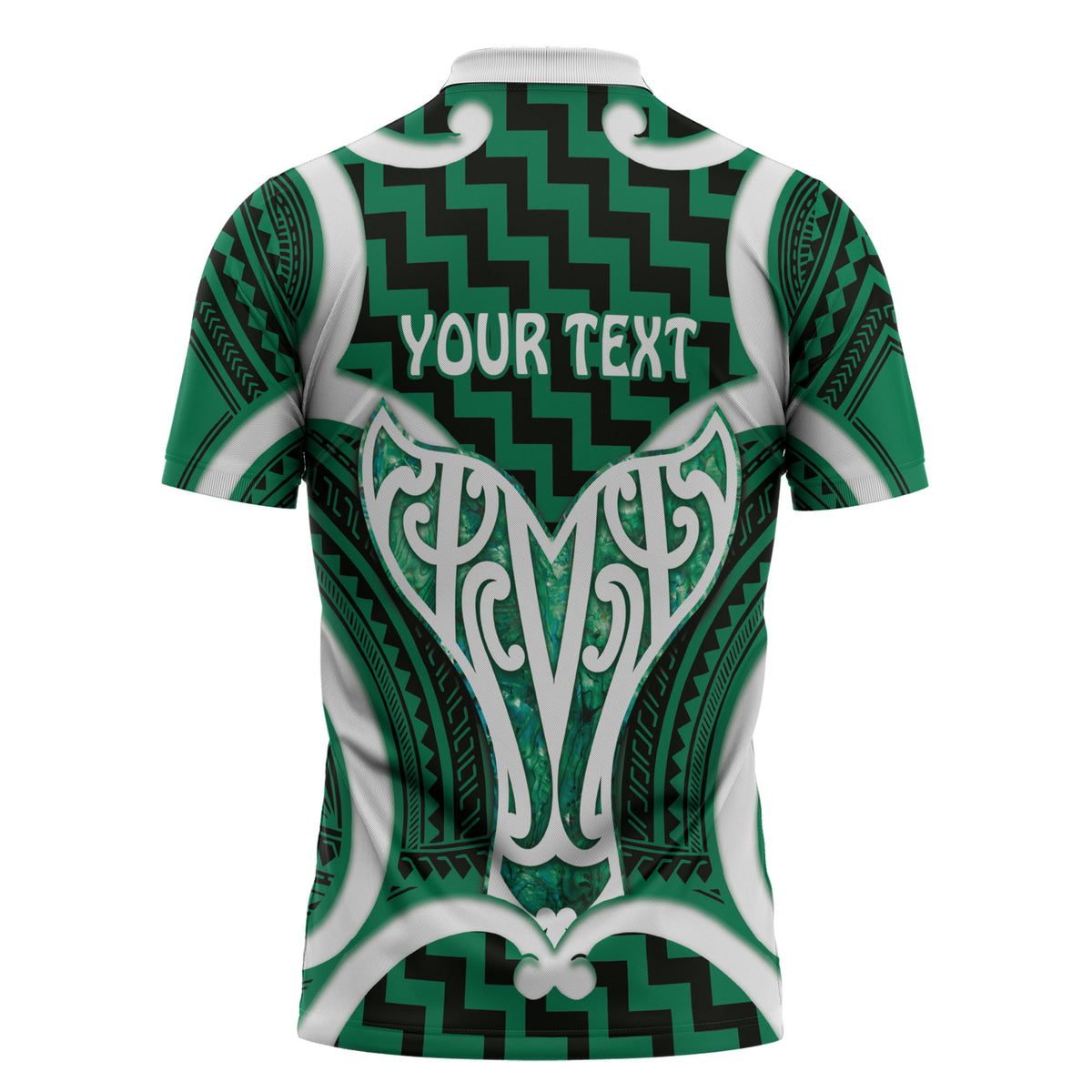 Aotearoa Atua Tangaroa Personalised Zipper Polo Shirt God Of The Sea Maori Whale Tail Green
