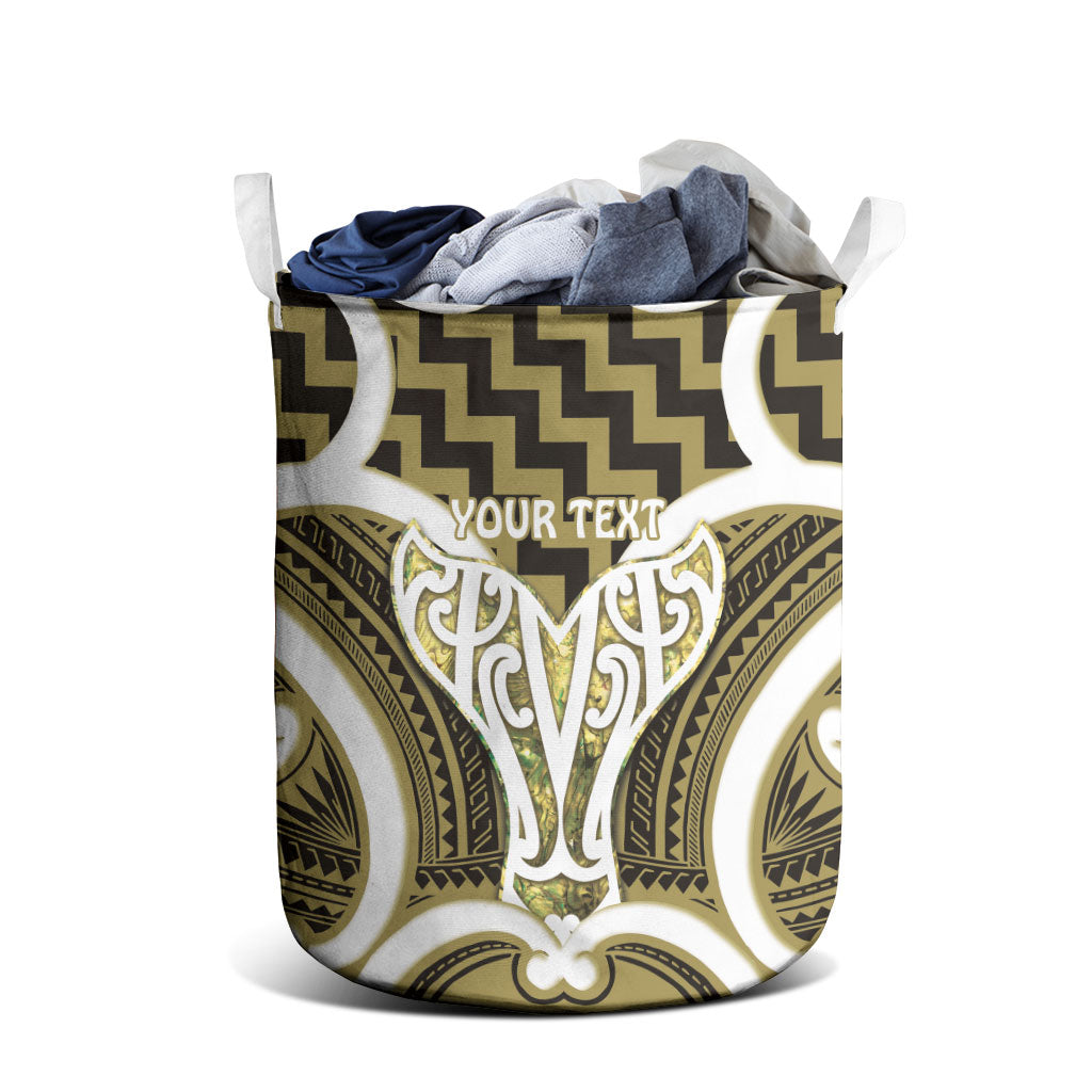 Aotearoa Atua Tangaroa Personalised Laundry Basket God Of The Sea Maori Whale Tail Yellow