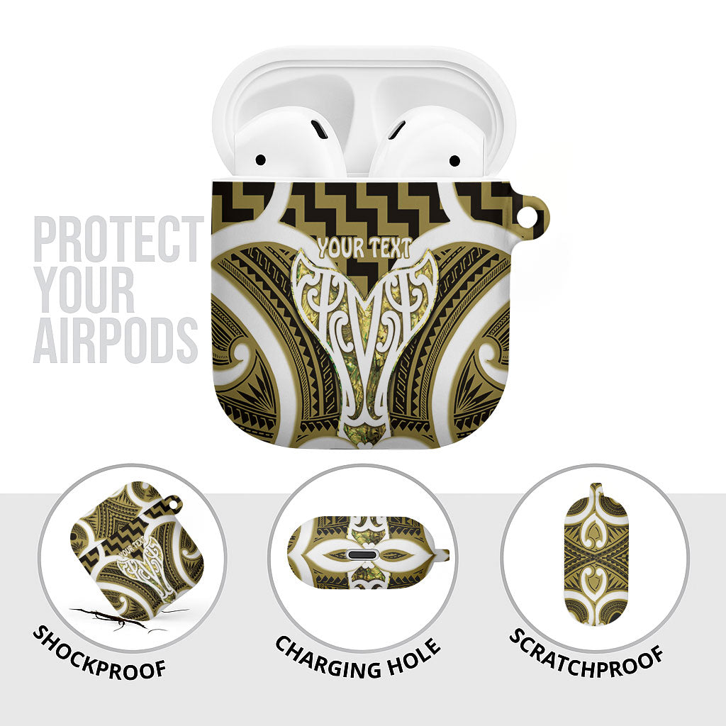 Aotearoa Atua Tangaroa Personalised AirPods Case God Of The Sea Maori Whale Tail Yellow