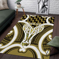 Aotearoa Atua Tangaroa Personalised Area Rug God Of The Sea Maori Whale Tail Yellow