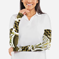 Aotearoa Atua Tangaroa Personalised Arm Sleeves God Of The Sea Maori Whale Tail Yellow