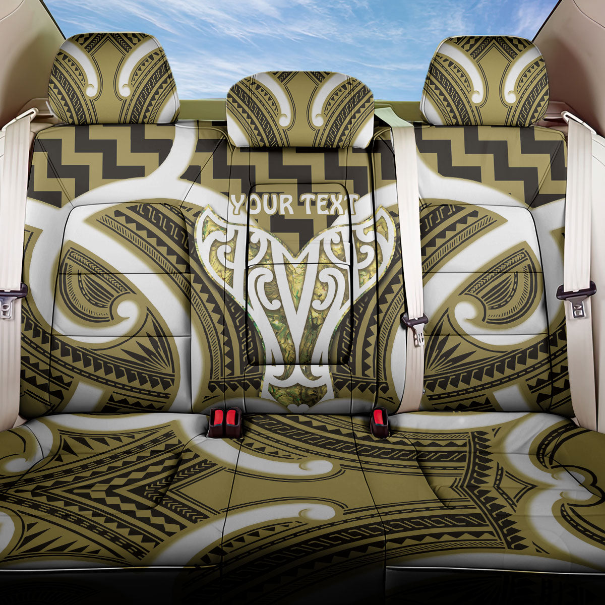 Aotearoa Atua Tangaroa Personalised Back Car Seat Cover God Of The Sea Maori Whale Tail Yellow