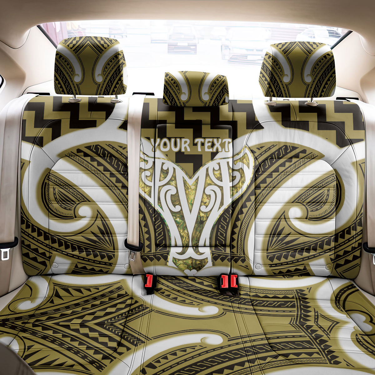 Aotearoa Atua Tangaroa Personalised Back Car Seat Cover God Of The Sea Maori Whale Tail Yellow
