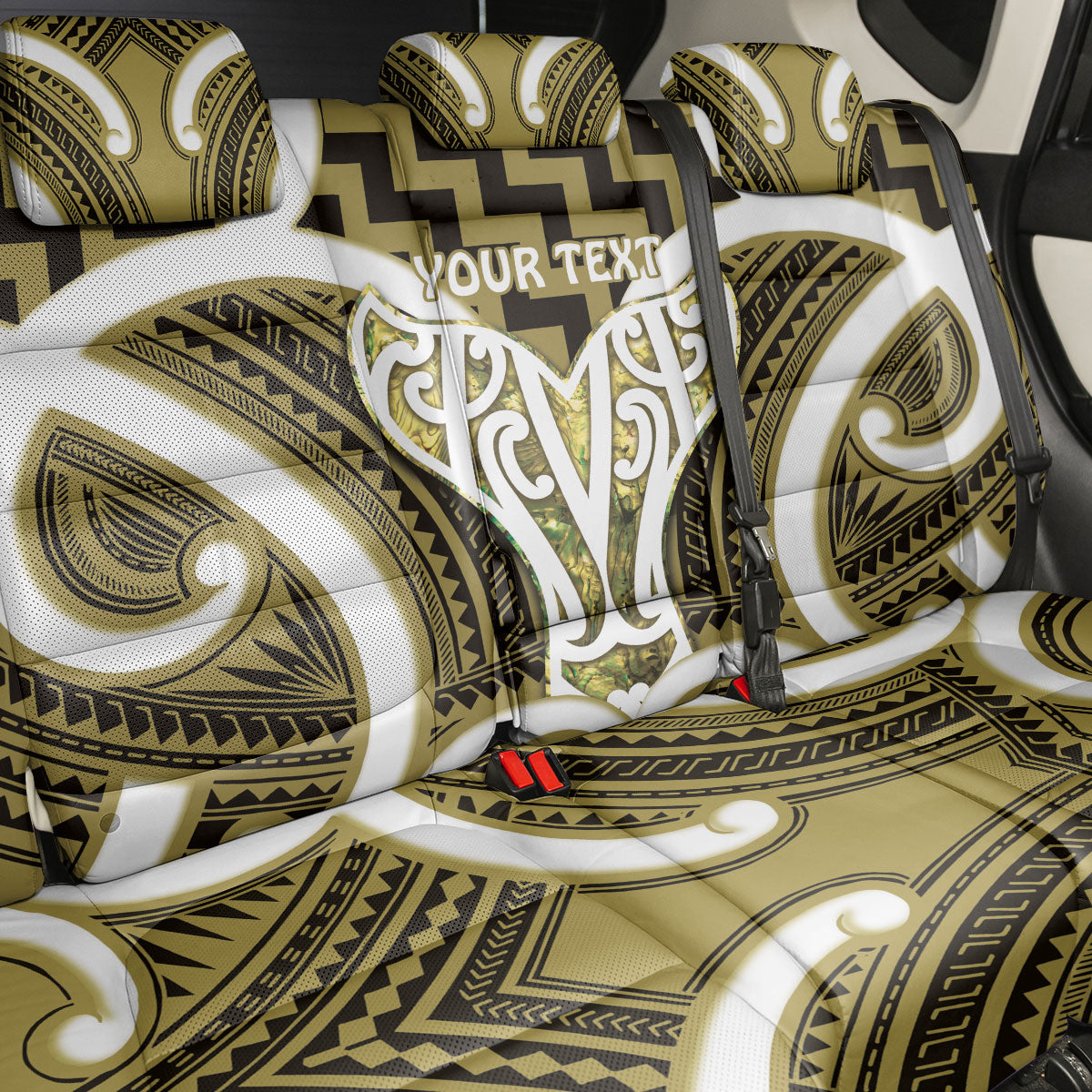 Aotearoa Atua Tangaroa Personalised Back Car Seat Cover God Of The Sea Maori Whale Tail Yellow