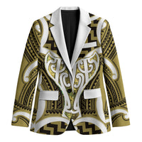 Aotearoa Atua Tangaroa Personalised Blazer God Of The Sea Maori Whale Tail Yellow