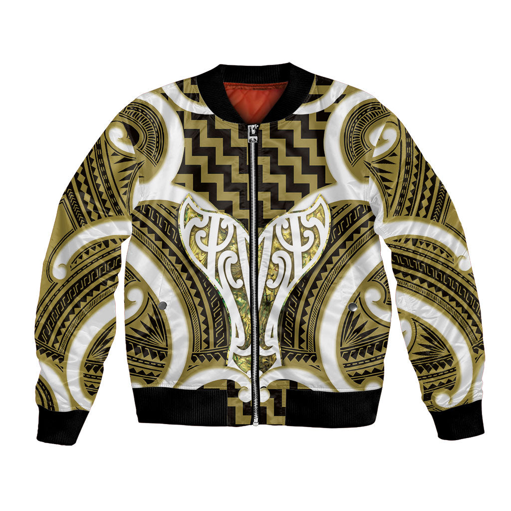 Aotearoa Atua Tangaroa Personalised Bomber Jacket God Of The Sea Maori Whale Tail Yellow