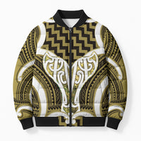 Aotearoa Atua Tangaroa Personalised Bomber Puffer Jacket God Of The Sea Maori Whale Tail Yellow