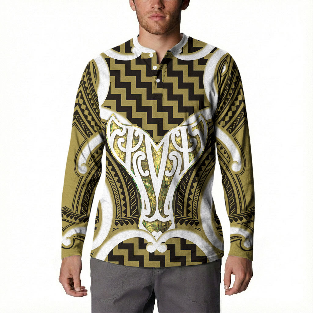 Aotearoa Atua Tangaroa Personalised Button Sweatshirt God Of The Sea Maori Whale Tail Yellow