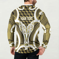 Aotearoa Atua Tangaroa Personalised Button Sweatshirt God Of The Sea Maori Whale Tail Yellow