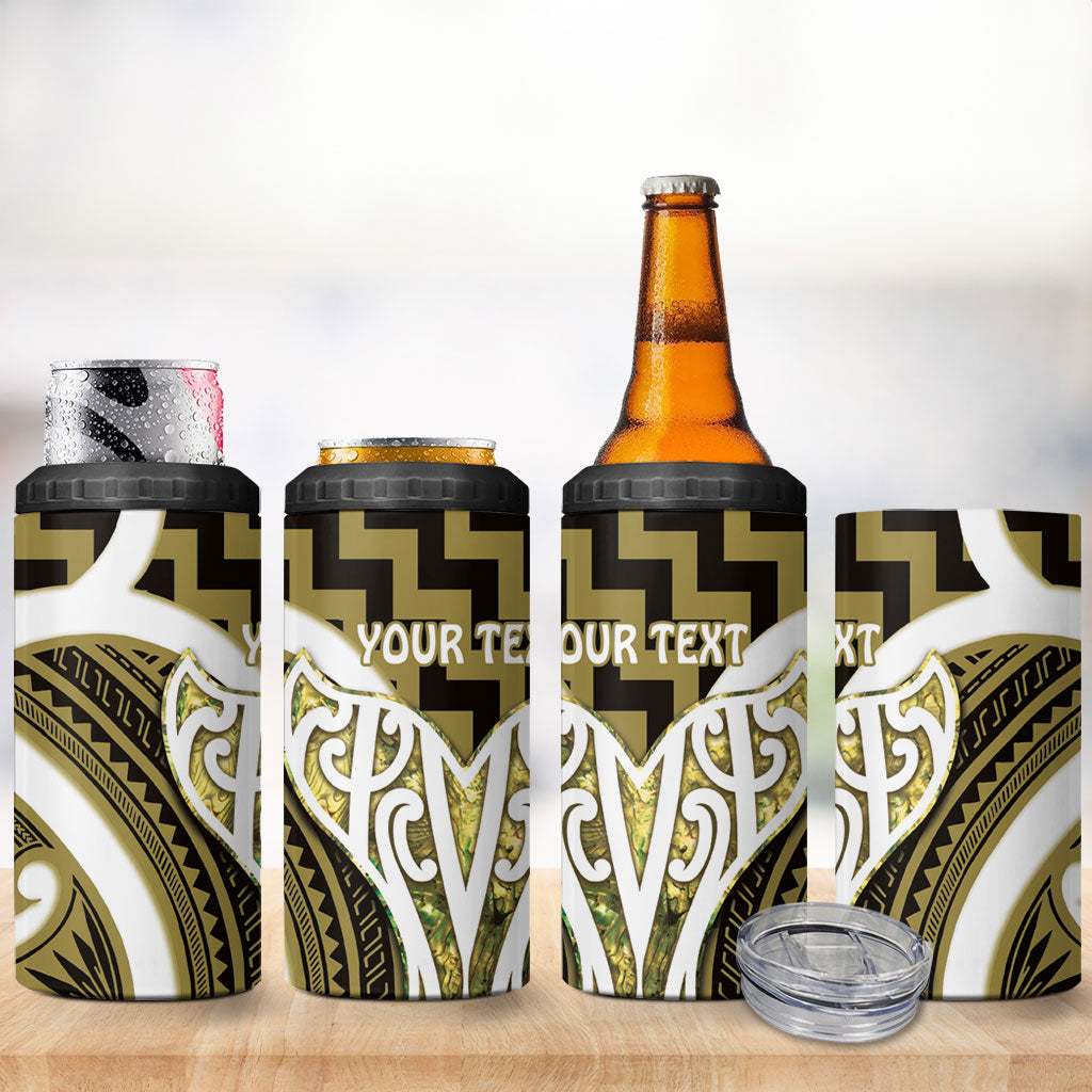 Aotearoa Atua Tangaroa Personalised 4 in 1 Can Cooler Tumbler God Of The Sea Maori Whale Tail Yellow