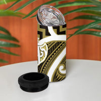 Aotearoa Atua Tangaroa Personalised 4 in 1 Can Cooler Tumbler God Of The Sea Maori Whale Tail Yellow