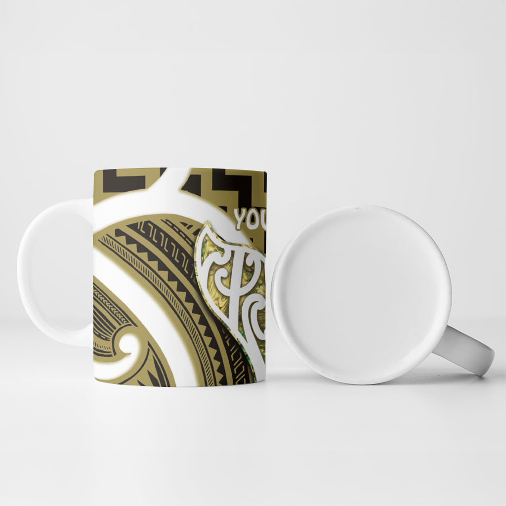 Aotearoa Atua Tangaroa Personalised Ceramic Mug God Of The Sea Maori Whale Tail Yellow