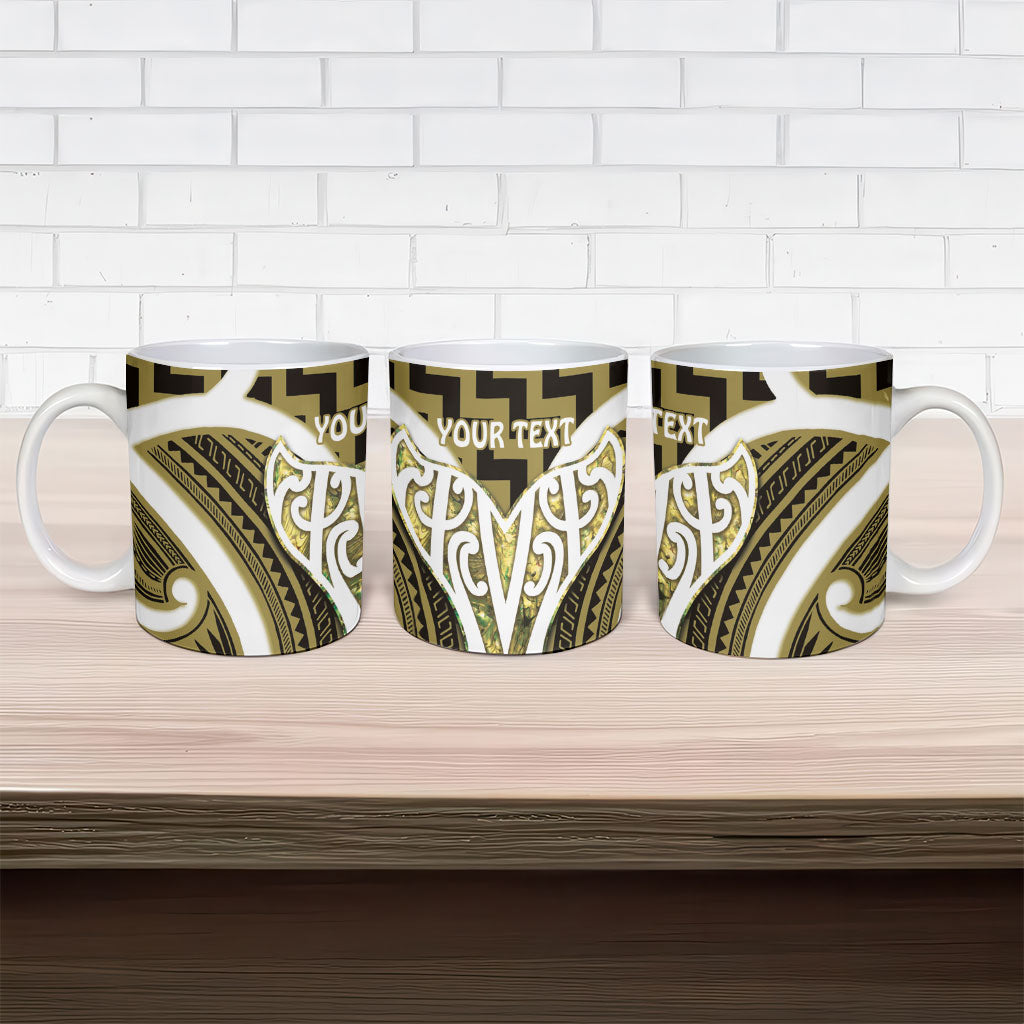 Aotearoa Atua Tangaroa Personalised Ceramic Mug God Of The Sea Maori Whale Tail Yellow