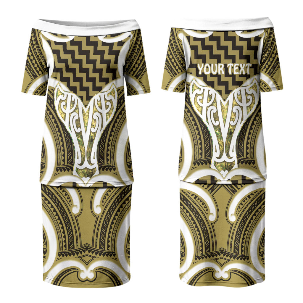 Aotearoa Atua Tangaroa Personalised Couples Matching Puletasi and Hawaiian Shirt God Of The Sea Maori Whale Tail Yellow