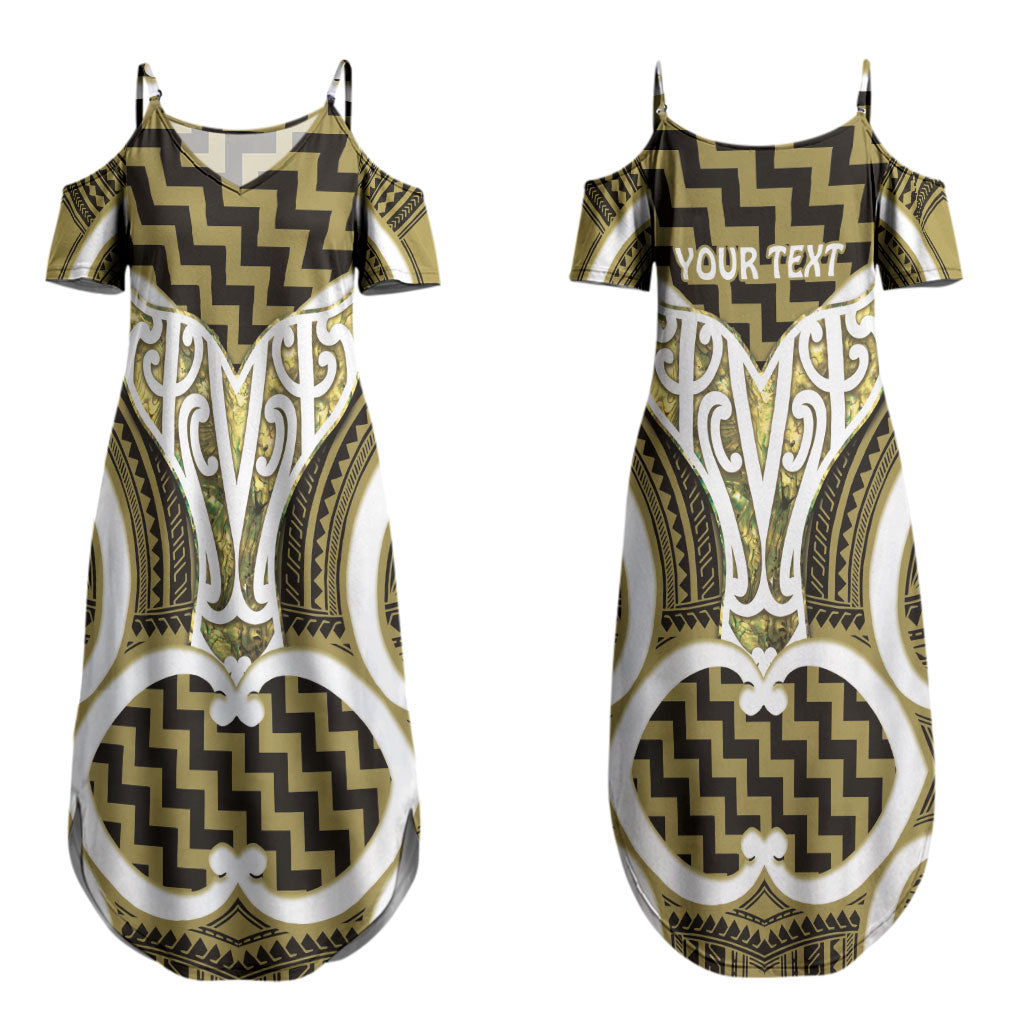 Aotearoa Atua Tangaroa Personalised Couples Matching Summer Maxi Dress and Long Sleeve Button Shirt God Of The Sea Maori Whale Tail Yellow