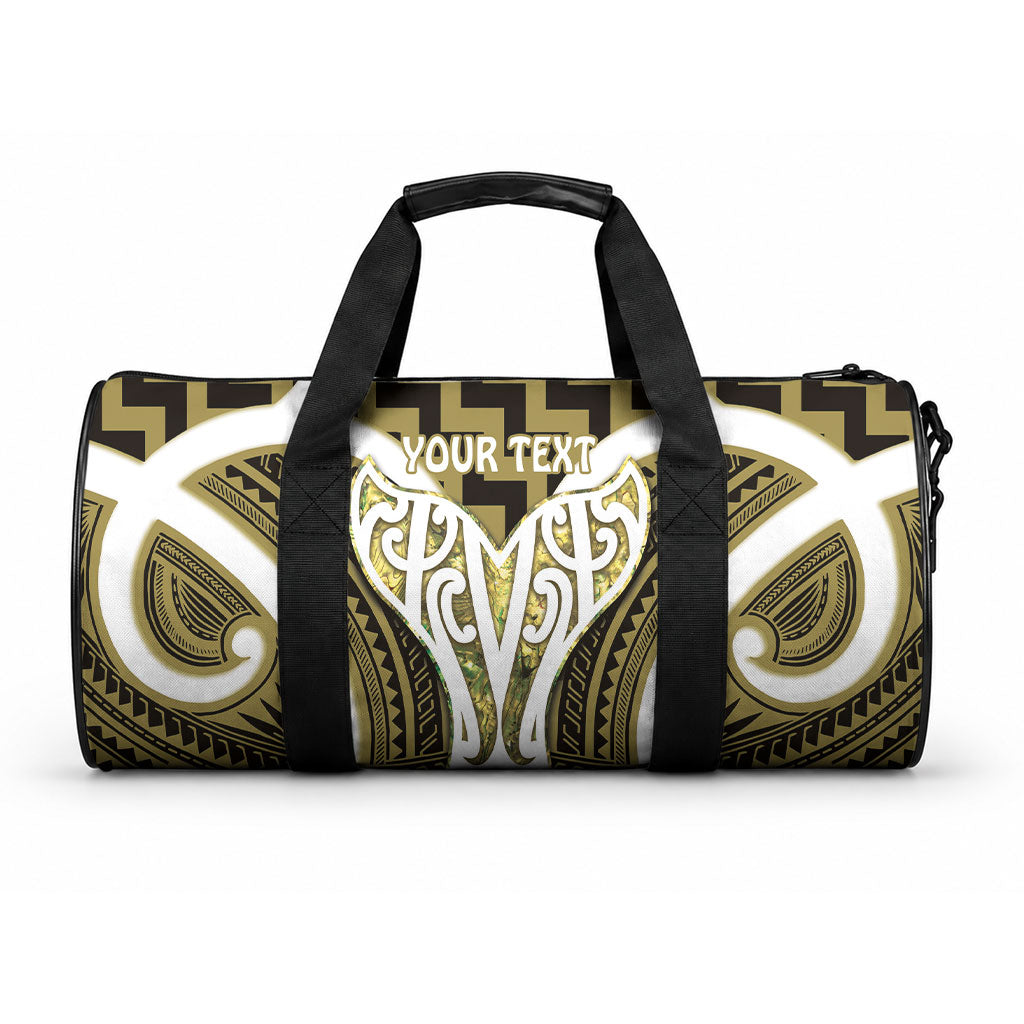 Aotearoa Atua Tangaroa Personalised Duffle Bag God Of The Sea Maori Whale Tail Yellow
