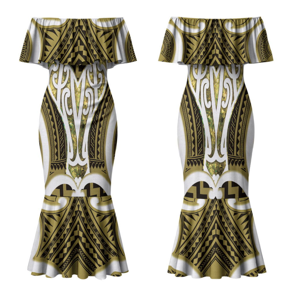 Aotearoa Atua Tangaroa Personalised Family Matching Mermaid Dress and Hawaiian Shirt God Of The Sea Maori Whale Tail Yellow