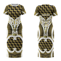 Aotearoa Atua Tangaroa Personalised Family Matching Short Sleeve Bodycon Dress and Hawaiian Shirt God Of The Sea Maori Whale Tail Yellow