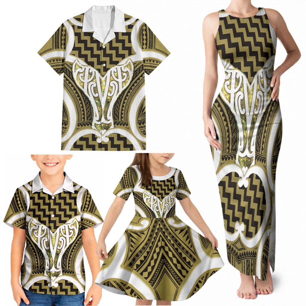 Aotearoa Atua Tangaroa Personalised Family Matching Tank Maxi Dress and Hawaiian Shirt God Of The Sea Maori Whale Tail Yellow