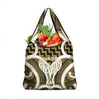 Aotearoa Atua Tangaroa Personalised Grocery Bag God Of The Sea Maori Whale Tail Yellow