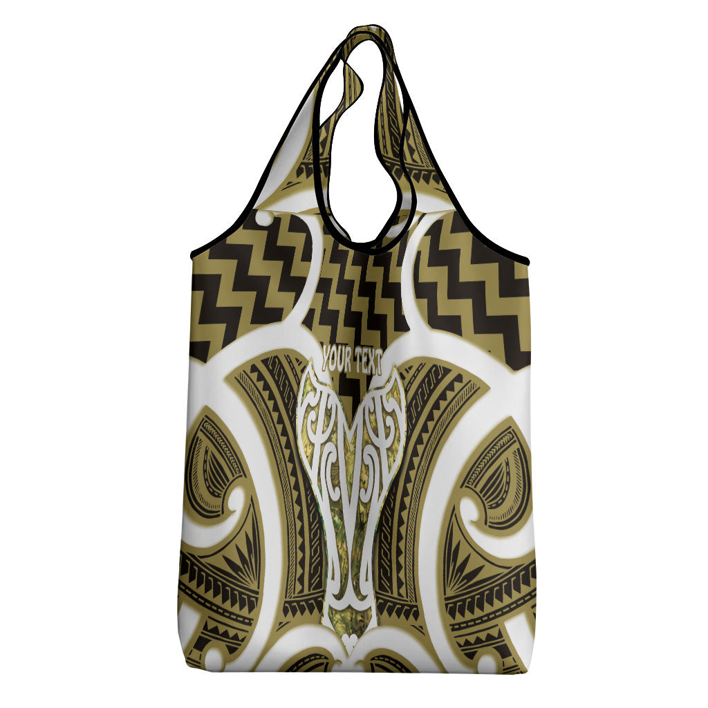 Aotearoa Atua Tangaroa Personalised Grocery Bag God Of The Sea Maori Whale Tail Yellow