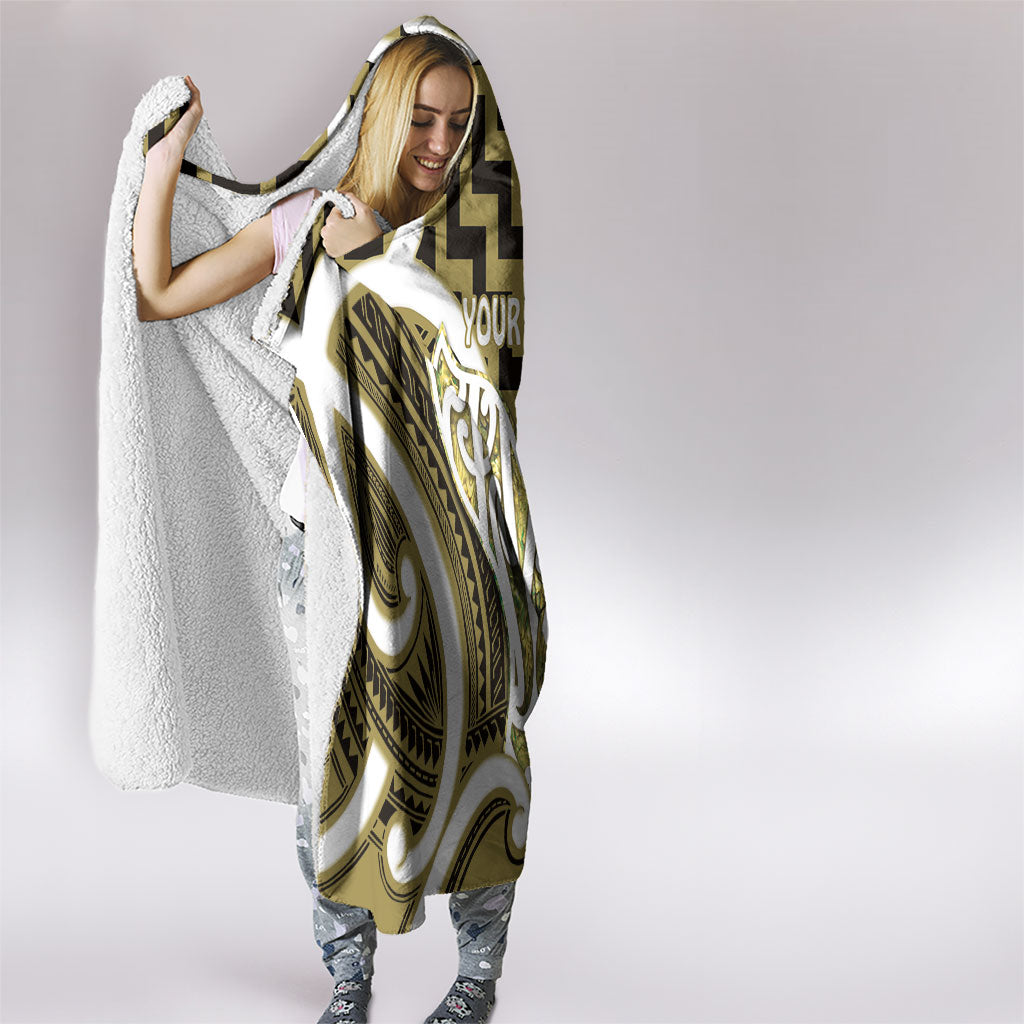 Aotearoa Atua Tangaroa Personalised Hooded Blanket God Of The Sea Maori Whale Tail Yellow