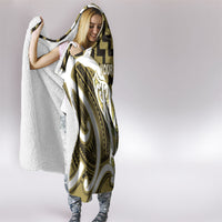 Aotearoa Atua Tangaroa Personalised Hooded Blanket God Of The Sea Maori Whale Tail Yellow