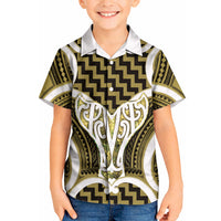 Aotearoa Atua Tangaroa Personalised Kid Hawaiian Shirt God Of The Sea Maori Whale Tail Yellow