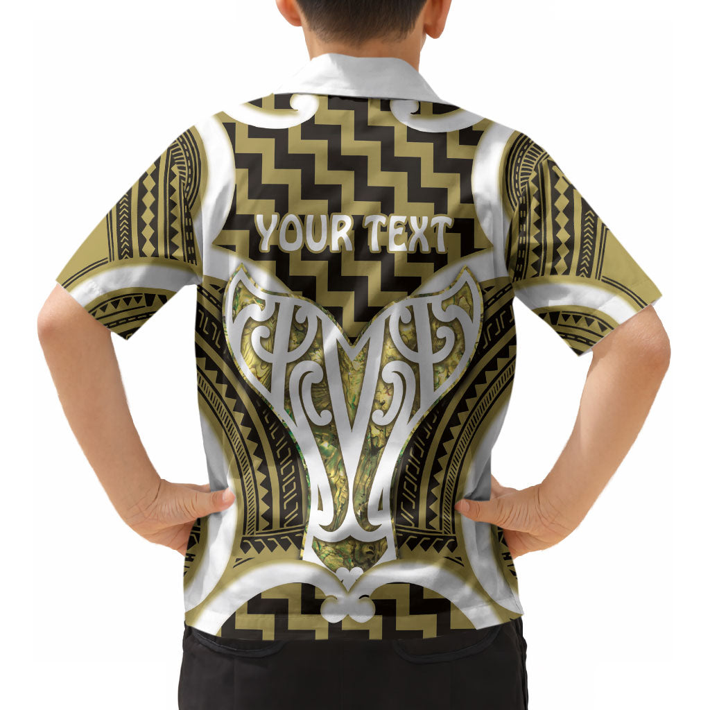 Aotearoa Atua Tangaroa Personalised Kid Hawaiian Shirt God Of The Sea Maori Whale Tail Yellow