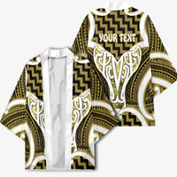Aotearoa Atua Tangaroa Personalised Kimono God Of The Sea Maori Whale Tail Yellow