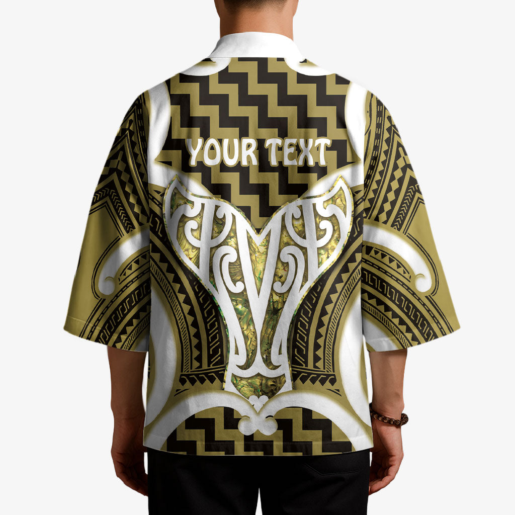 Aotearoa Atua Tangaroa Personalised Kimono God Of The Sea Maori Whale Tail Yellow