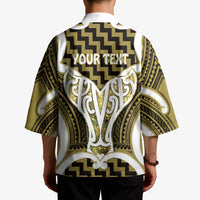 Aotearoa Atua Tangaroa Personalised Kimono God Of The Sea Maori Whale Tail Yellow