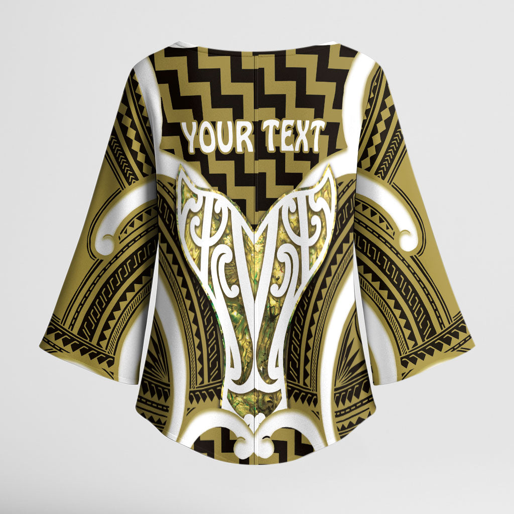 Aotearoa Atua Tangaroa Personalised Kimono Sleeve Blouse God Of The Sea Maori Whale Tail Yellow