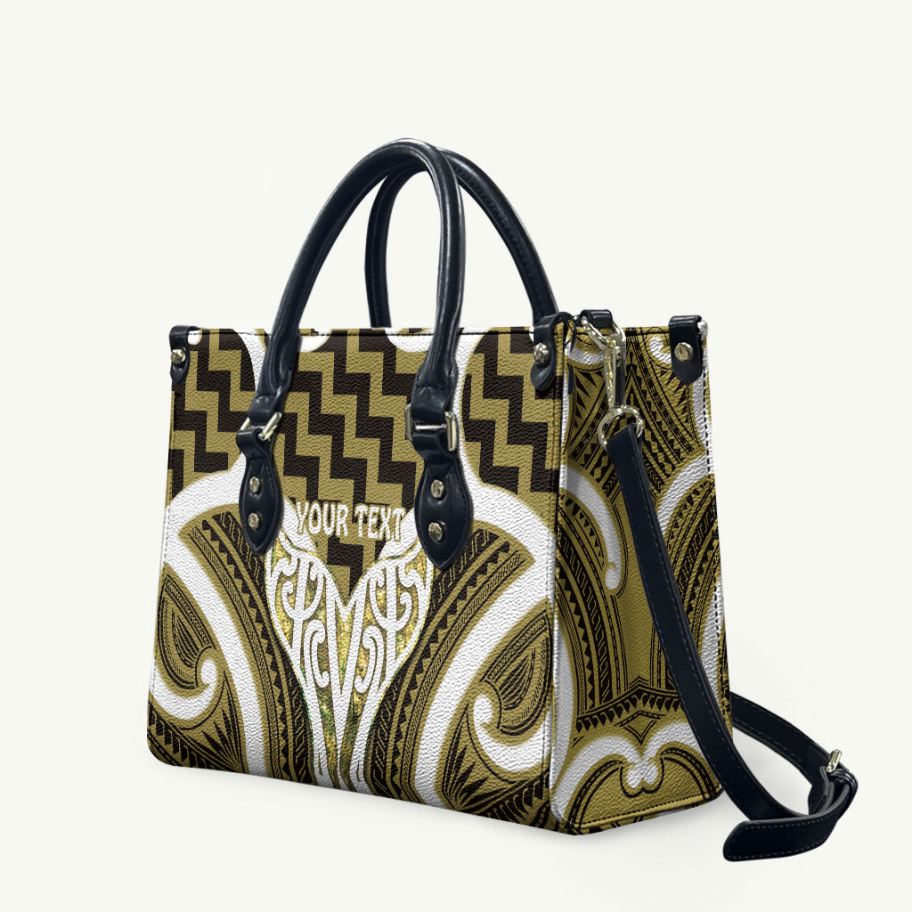 Aotearoa Atua Tangaroa Personalised Leather Bag God Of The Sea Maori Whale Tail Yellow