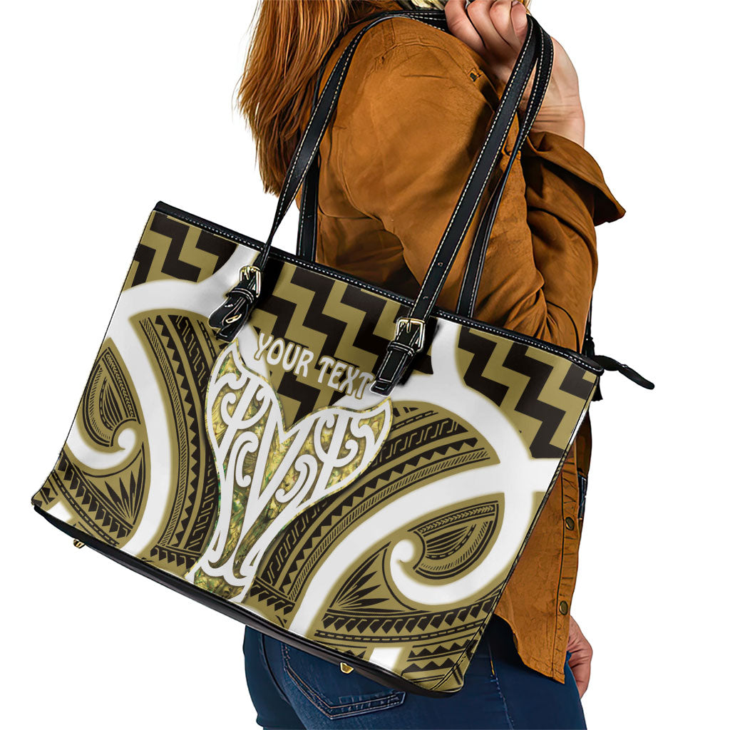 Aotearoa Atua Tangaroa Personalised Leather Tote Bag God Of The Sea Maori Whale Tail Yellow